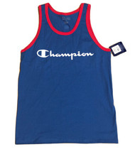 Champion Men&#39;s M Classic Jersey Tank, Script Logo, Blue / Red GT24H NEW - $21.78