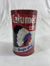 Vintage Calumet Double Acting Baking Powder Tin Indian Head 1lb Tin Empty décor - $12.21