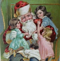 Santa Claus And Children Christmas Postcard 1909 Minonk Illinois BW 365 Germany - £11.87 GBP