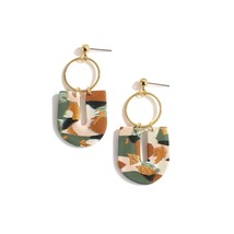 Handmade Polymer Clay Drop Earrings for Women Fashion Abstract Pattern Clay Meta - £10.29 GBP