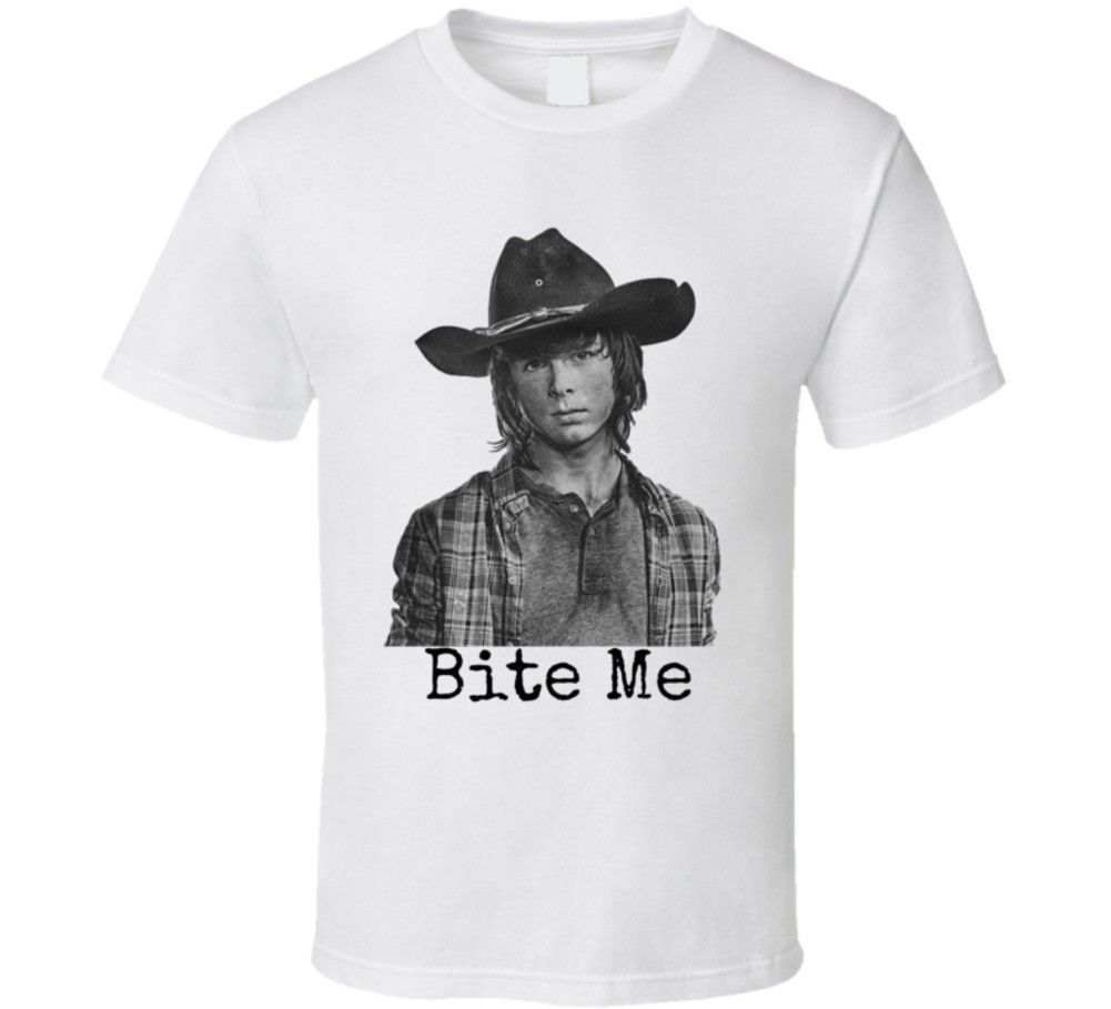 Carl Grimes Bite Me Walking Dead T Shirt Twd Chandler Riggs Novelty Gift Tee - $13.83 - $20.76