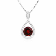 ANGARA 5mm Natural Garnet Solitaire Infinity Twist Pendant Necklace in Silver - £103.77 GBP+