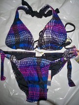 Women&#39;s Juniors O&#39;neill Purple Plaid Print Beach Bikini Swim Suit New $50 - £29.05 GBP