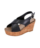  FUZZY Anya Women Wide Width Platform Corkscrew Wedge Slingback Sandals  - £35.37 GBP