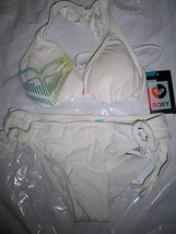 Women&#39;s Jrs Roxy White W/ Blue/Green Logo/Heart Swim Suit Bikini New $50  - £25.95 GBP