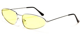 New Silver Thin Frame Womens Oval Metal 90&#39;S Sunglasses Yellow Lens M6342-CO - £8.18 GBP