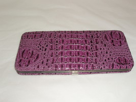 Purple Faux Leather Croc Embossed Snap Close Wallet - £6.39 GBP