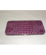 Purple Faux Leather Croc Embossed Snap Close Wallet - £6.39 GBP