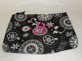 Thirty-One Black &amp; White Floral Monogrammed &quot;R&quot; Zip Top Case - NEW - £6.39 GBP