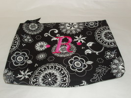Thirty-One Black &amp; White Floral Monogrammed &quot;R&quot; Zip Top Case - NEW - $8.00