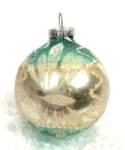 Vintage Christmas Ornament Glass Ball Stencil Green Glitter Atomic  2.5&quot;... - $20.00