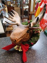 Ralphie Ralphy Singing Christmas Reindeer Mounted Animated Wreath See Video - $89.09