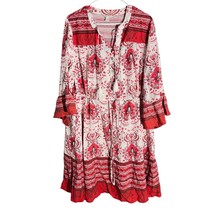 Cato Red Boho Paisley Peasant Dress – Size 18/20W - $346.38 MXN
