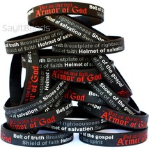 50 CHILD Armor of God Wristbands Ephesians 6:11 Bracelets Religious Jewelry Band - £29.18 GBP