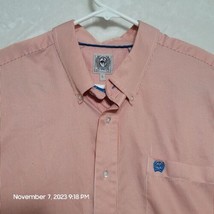 Cinch Mens Western Shirt Size L Large Striped Pink White Button Down Rodeo - £23.07 GBP