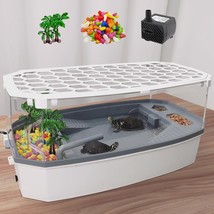 Small Turtle Tank With Lid, Acrylic Turtle Aquarium With Water Pump, Ful... - £46.56 GBP