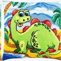 DinoStitch Throw Pillow Kit - European Quality. Stamped Cross-Stitch. Printed Ta - $155.38