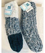 NWT Muk Luks Women&#39;s Teal and White Cozy Socks Non Skid Pack of 2 - $15.19