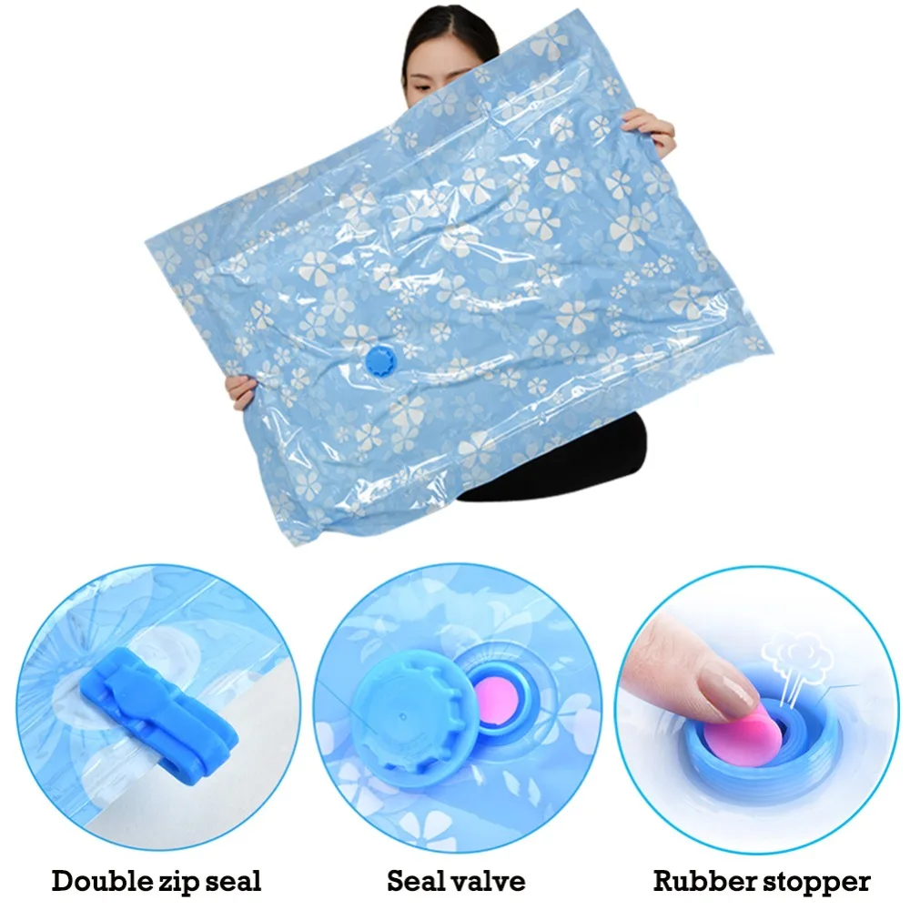 Ed vacuum storage bag for cloth compressed bags with hand pump reusable blanket clothes thumb200