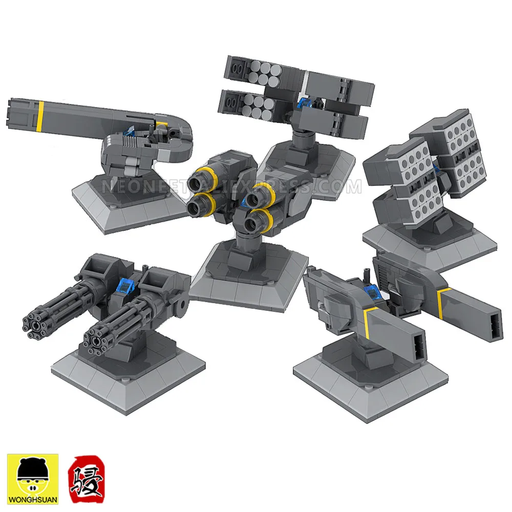 MOC Military Army Gatlin Missile Rail Gun Cannon Turret Radar Weapon Building - £8.82 GBP+