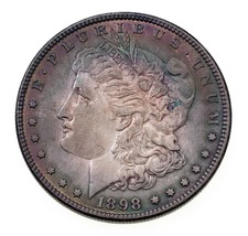 1898 $1 Silver Morgan Dollar in AU Condition, BU in Wear, Partial Cleaning - $148.49