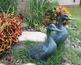 Ebros Gift Large Verdi Green Aluminum Two Lover Pond Ducks Garden Statue Set - £138.85 GBP