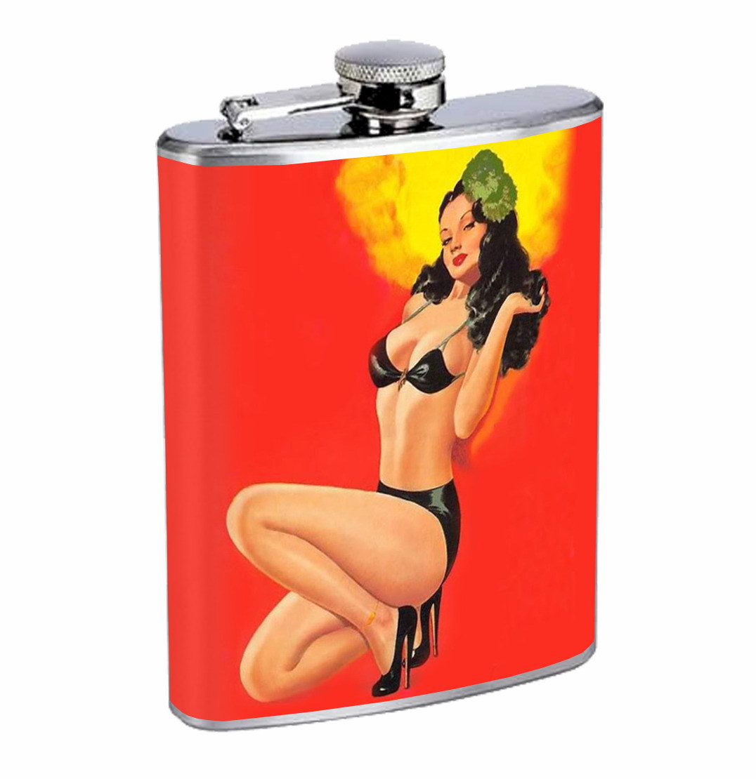 Flask 8oz Stainless Steel Pin Up Girl Design-008
