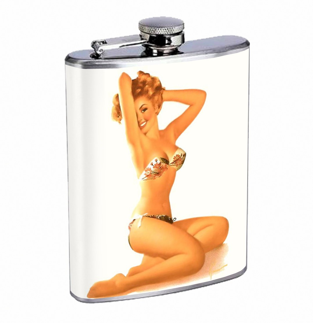 Flask 8oz Stainless Steel Pin Up Girl Design-013