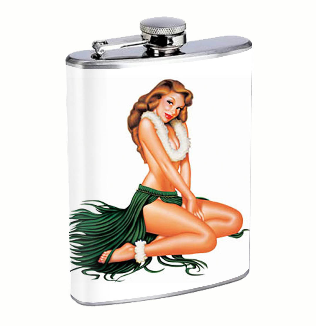 Flask 8oz Stainless Steel Pin Up Girl Design-021