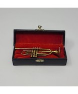Miniature Trumpet In Red Velvet Black Case Instrument Mini Brass 5&quot; #2 - £23.35 GBP