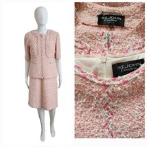 ST.JOHN COUTURE PINK Silver sparkle Eyelash Tweed Jacket  &amp; Dress set 8 - $693.00