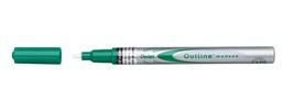 NEW SEALED Pentel Outline Dual-Color Marker Pen GREEN SILVER Metallic MS... - $5.89