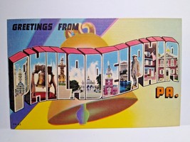 Philadelphia PA Postcard Large Letter Greeting From Pennsylvania Linen Unused - £6.06 GBP