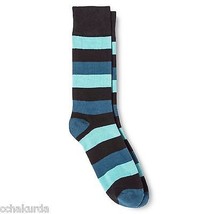 Dress Socks 6 12 Merona Blue Black Wide Stripes NEW Mens - £7.13 GBP
