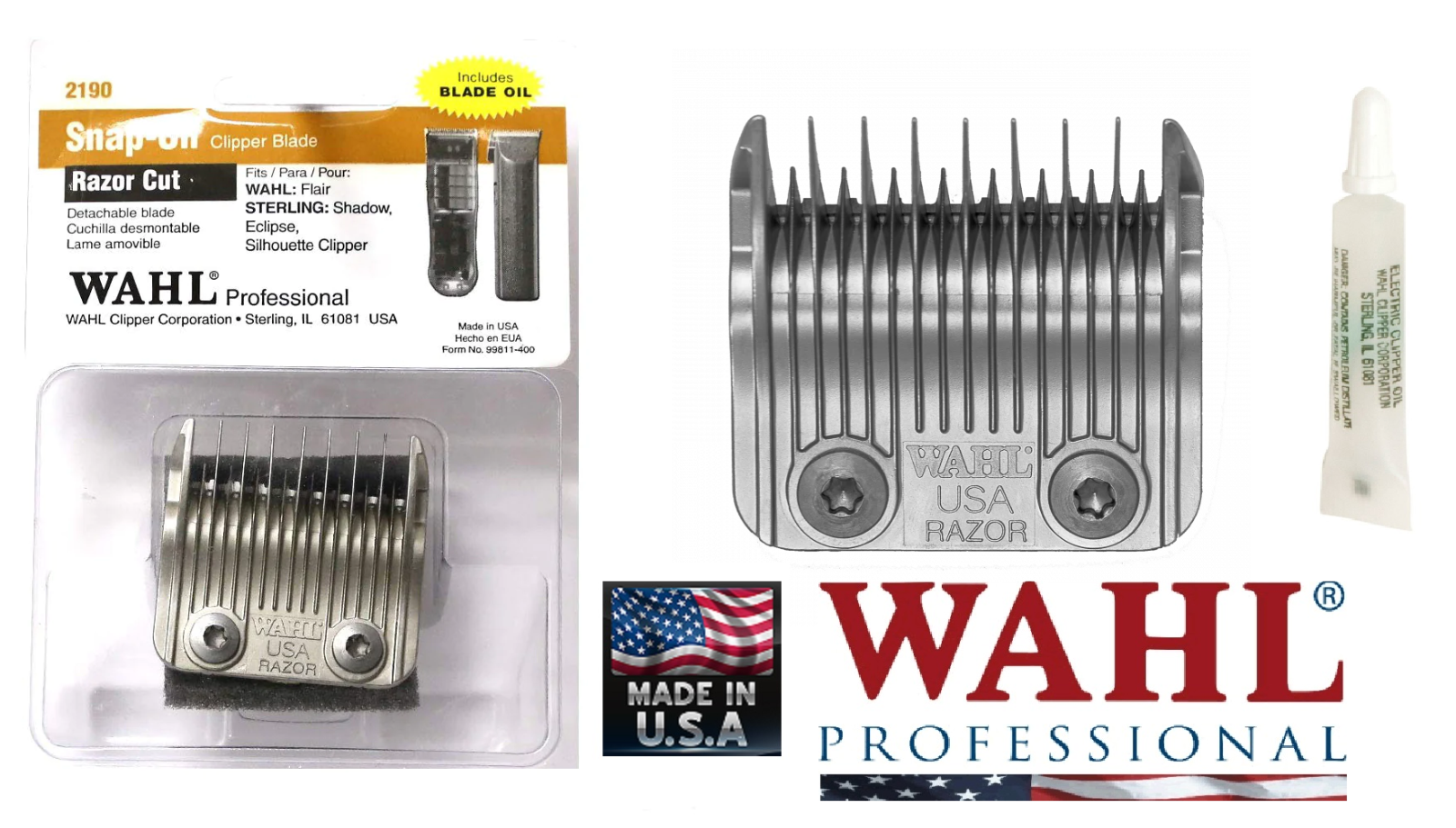 WAHL Razor Cut Snap-On BLADE Set For Flair,Sterling Eclipse,Shadow Trimmer 2190 - $29.99
