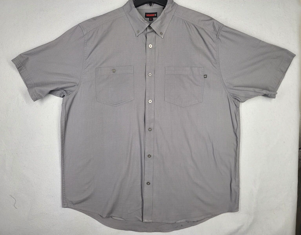 Primary image for Wolverine Shirt Men XL Button Up Solid Gray Short Sleeve Heavy Pocket Camp