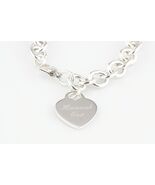 Tiffany &amp; Co. Sterling Silver Blank Heart Tag Charm Bracelet 7.5" Engraved - $739.23