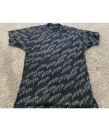 VTG Y2K Krew Skateboarding Shirt Small Black All Over Print cursive Skat... - £12.54 GBP