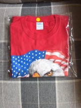 New Port &amp; Company American Eagle Flag Patriotic T-Shirt Size S Red - £14.97 GBP