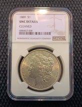 1889 Morgan Silver Dollar $1 Certified UNC Details Cleaned by NGC Brilliant UNC - £75.49 GBP
