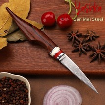 Chef Kitchen Knives Utility Paring Knife San Mai Steel Home Cooking Carving Tool - £21.99 GBP