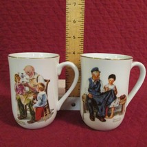 Norman Rockwell Museum 2 Cups 1982 Mugs, Toymaker &amp; Lighthouse Keeper&#39;s Daughter - £5.59 GBP