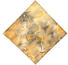 Champagne Toasting Glasses Original Acrylic Painting on Canvas New Years Wedding - £29.78 GBP