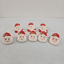 Vtg Ceramic Santa Napkin Rings Christmas Set of 8 Glossy 2 Different Des... - $14.50