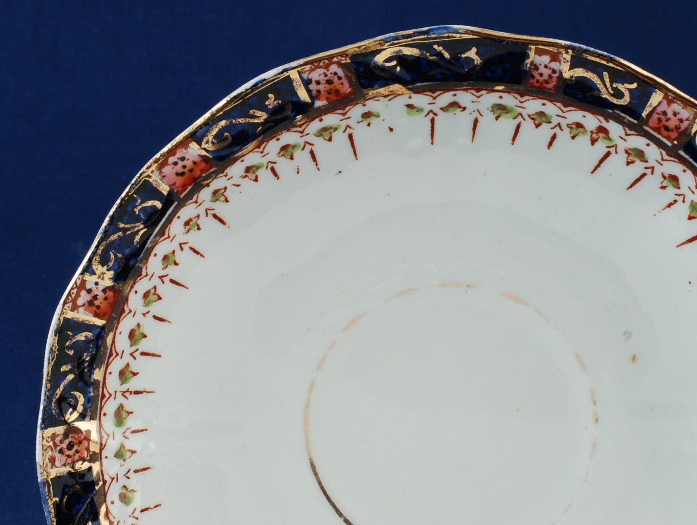 Sutherland China Antique Orphan Saucer Cobalt Blue w Rust 764 Art Item image 2