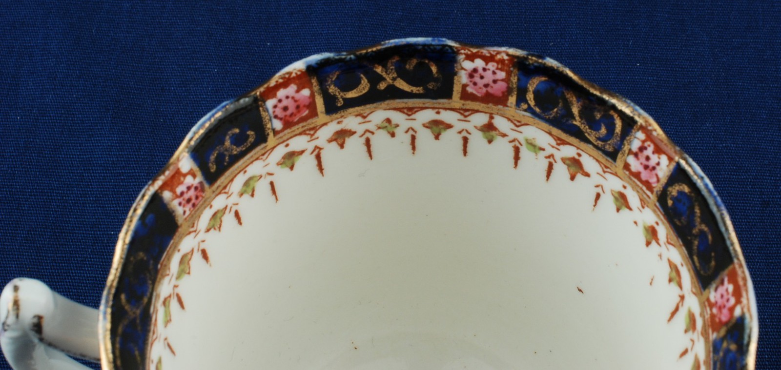 Sutherland China Antique Cup & Saucer Set Cobalt Blue w Rust 764 Art Item image 3