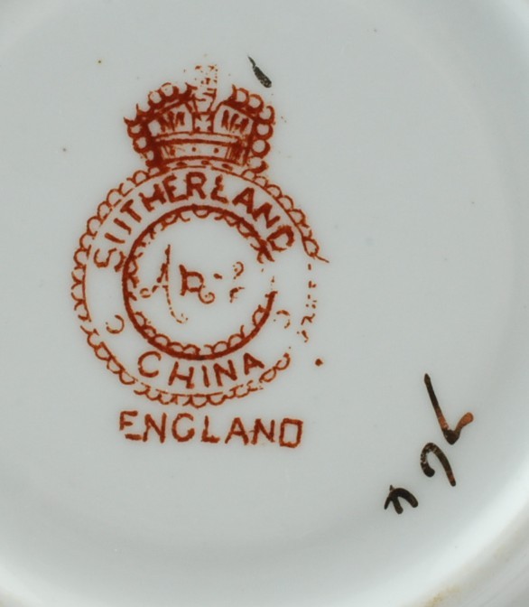 Sutherland China Antique Cup & Saucer Set Cobalt Blue w Rust 764 Art Item image 5