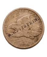 1858 1C Flying Eagle Cent in Good Condition, With &quot;H. WETTSTEIN&quot; Counter... - €84,21 EUR
