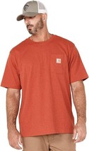Carhartt Pocket T Shirt Mens S Red Loose Fit Heavyweight LOGO NEW - $24.62