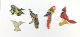 Bird Bluebird Cardinal Parrot Peacock Hummingbird 5 Pin Lot - $14.69